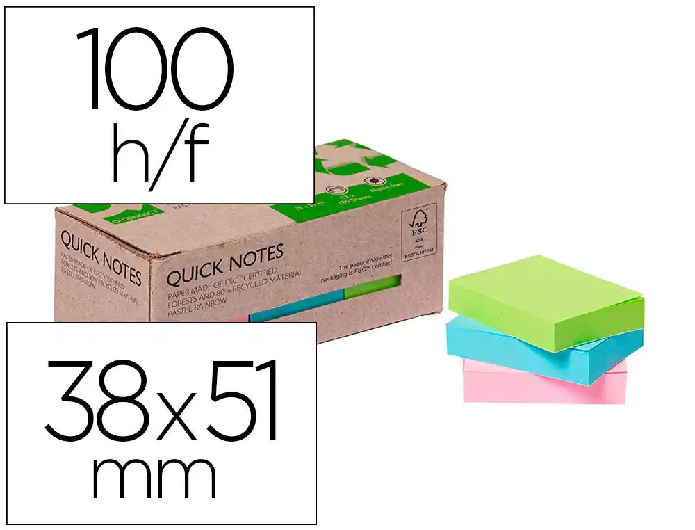 Post-Its 38x51 Pastel Reciclado c/12 - New Wave