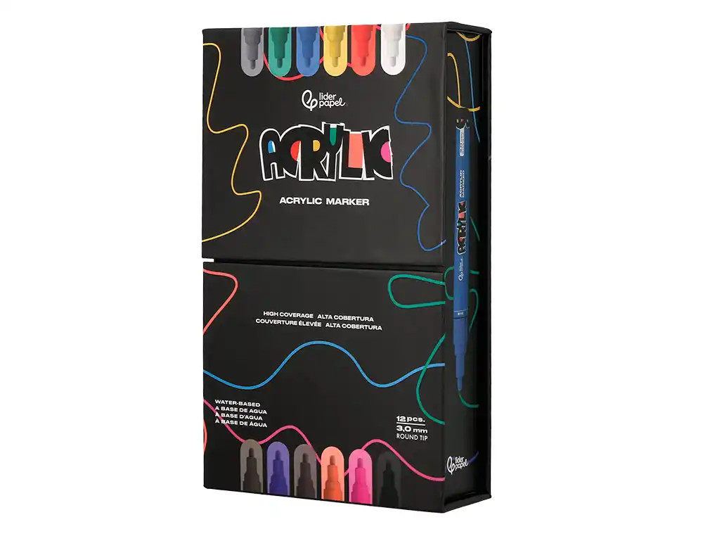 Marcador Acrylic Liderpapel Ponta Redonda c/12 - New Wave Nazaré