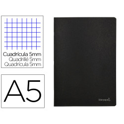 Caderno Capa Preta A5 Quadriculado Liderpapel