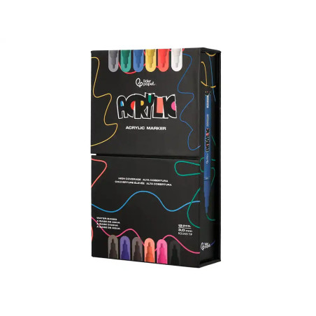 Marcador Acrylic Liderpapel Ponta Redonda c/12
