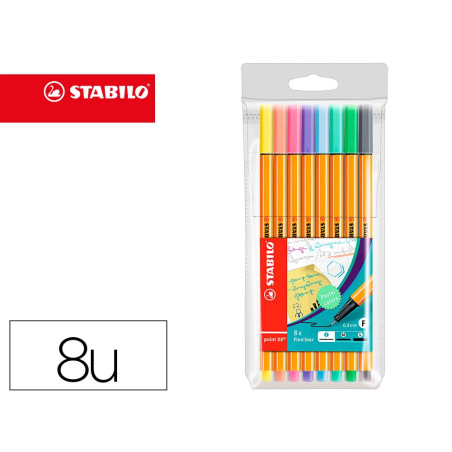 Marcadores Stabilo Fineliner 8 Pastel